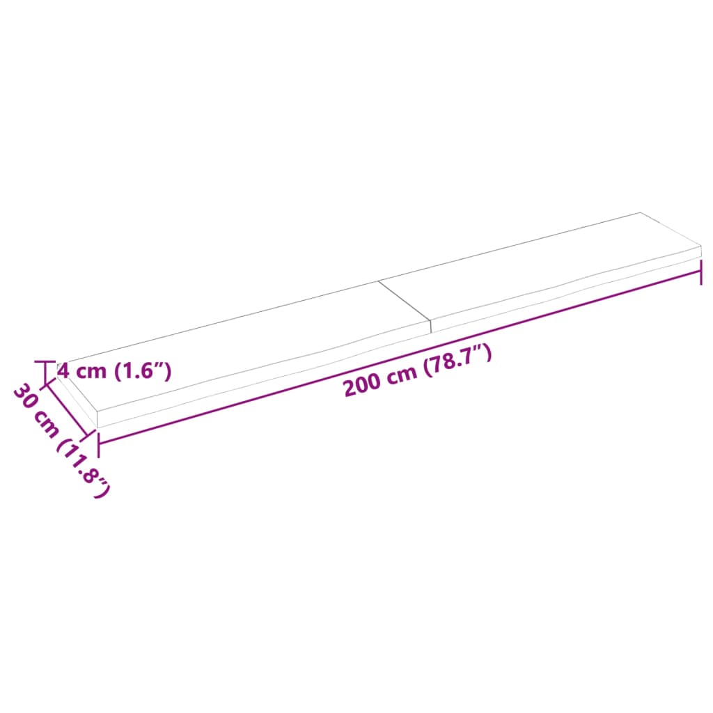 Bänkskiva badrum mörkbrun 200x30x(2-4) cm behandlat massivt trä