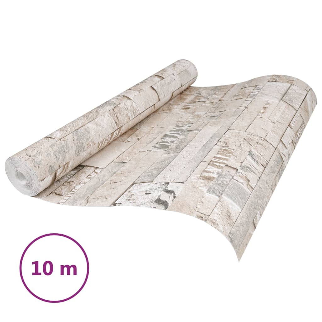 Tapet 3D stenlook grå och beige 10x0,53 m non-woven tyg