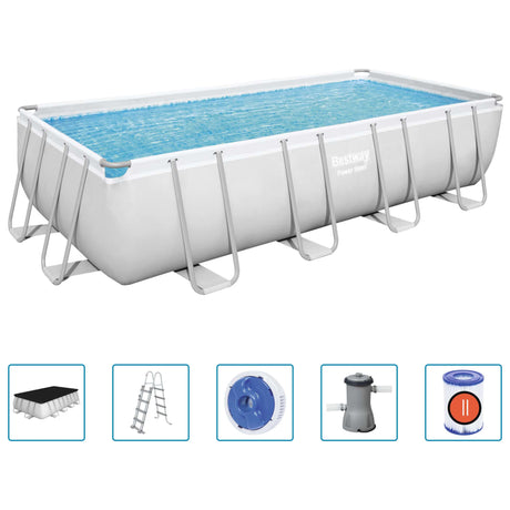 Bestway Pool Power Steel med tillbehör rektangulär 488x244x122 cm