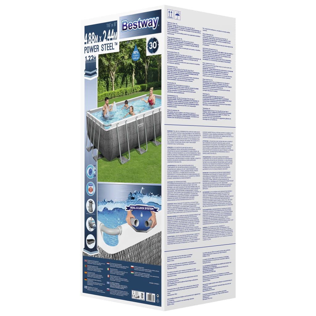 Bestway Pool Power Steel med tillbehör rektangulär 488x244x122 cm