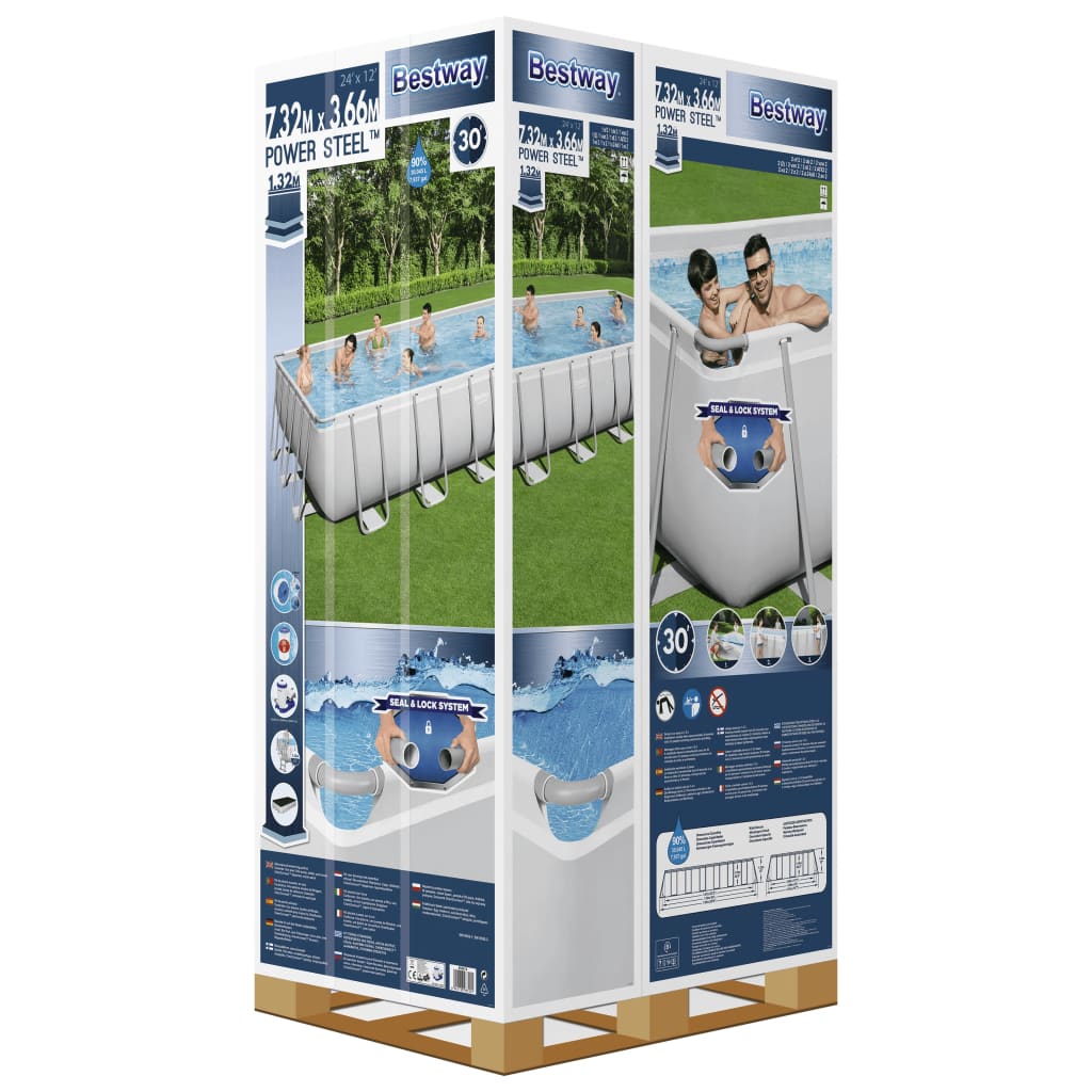 Bestway Pool Power Steel med tillbehör rektangulär 732x366x132 cm