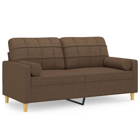 2-sits soffa med prydnadskuddar brun 140 cm tyg