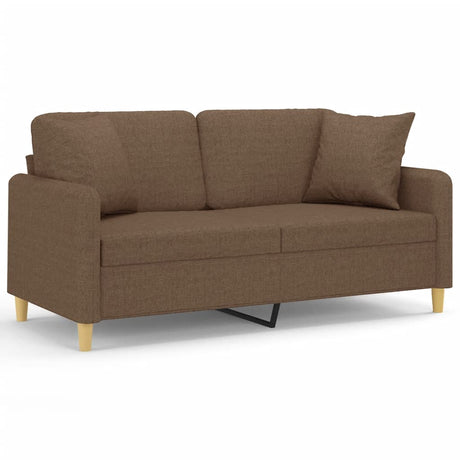 2-sits soffa med prydnadskuddar brun 140 cm tyg