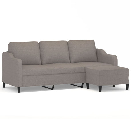 3-sitssoffa med fotpall taupe 180 cm tyg