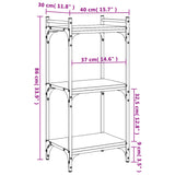 Bokhylla 3 hyllplan sort 40x30x86 cm konstrueret træ