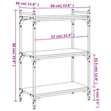 Bokhylla 3 hyllplan svart 60x30x86 cm konstruerat trä