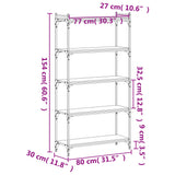 Bokhylla 5 hyllplan sort 80x30x154 cm konstrueret træ