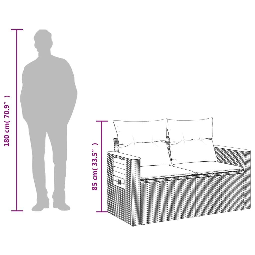 Trädgårdssoffa 2-sits med dynor konstrotting beige