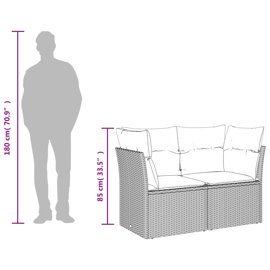 Trädgårdssoffa 3-sits med dynor konstrotting brun