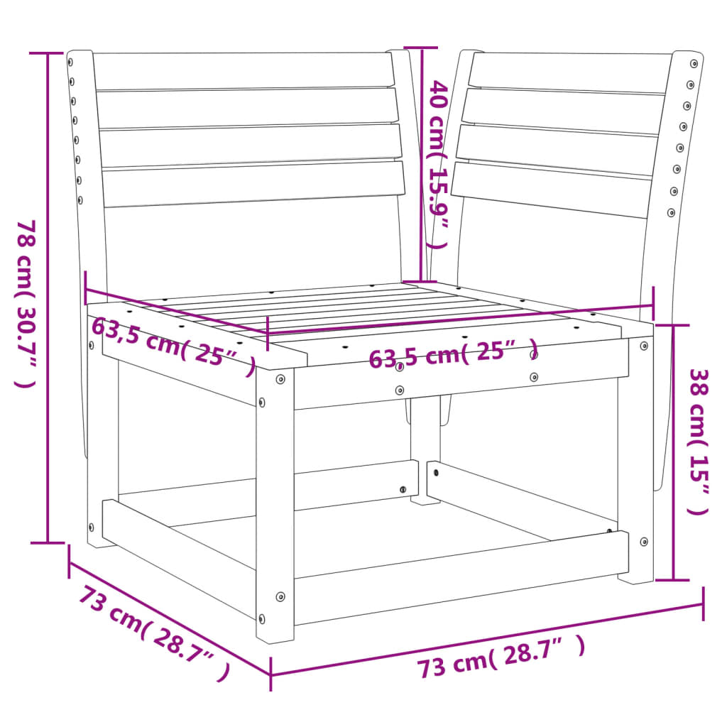 Trädgårdssoffa hörn 73x73x78 cm massiv furu