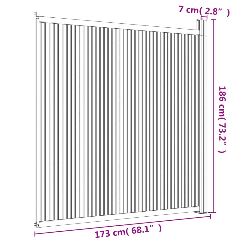 Staketpanel WPC brun 173x186 cm