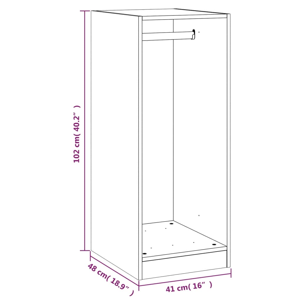 Garderob svart 48x41x102 cm konstruerat trä