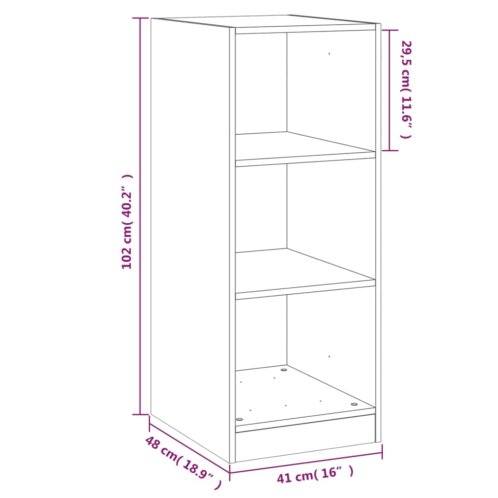 Garderob sort 48x41x102 cm konstrueret træ