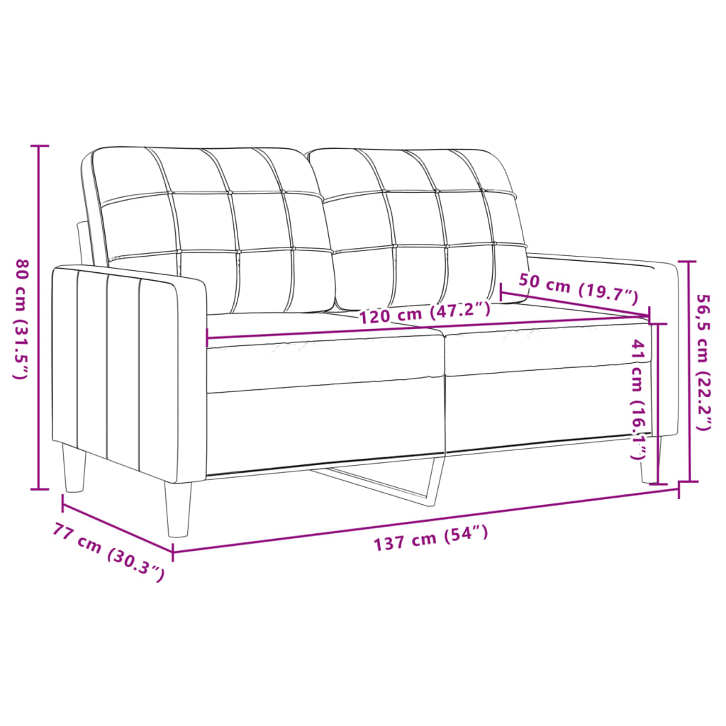 2-sitssoffa mörkgrå 120 cm sammet