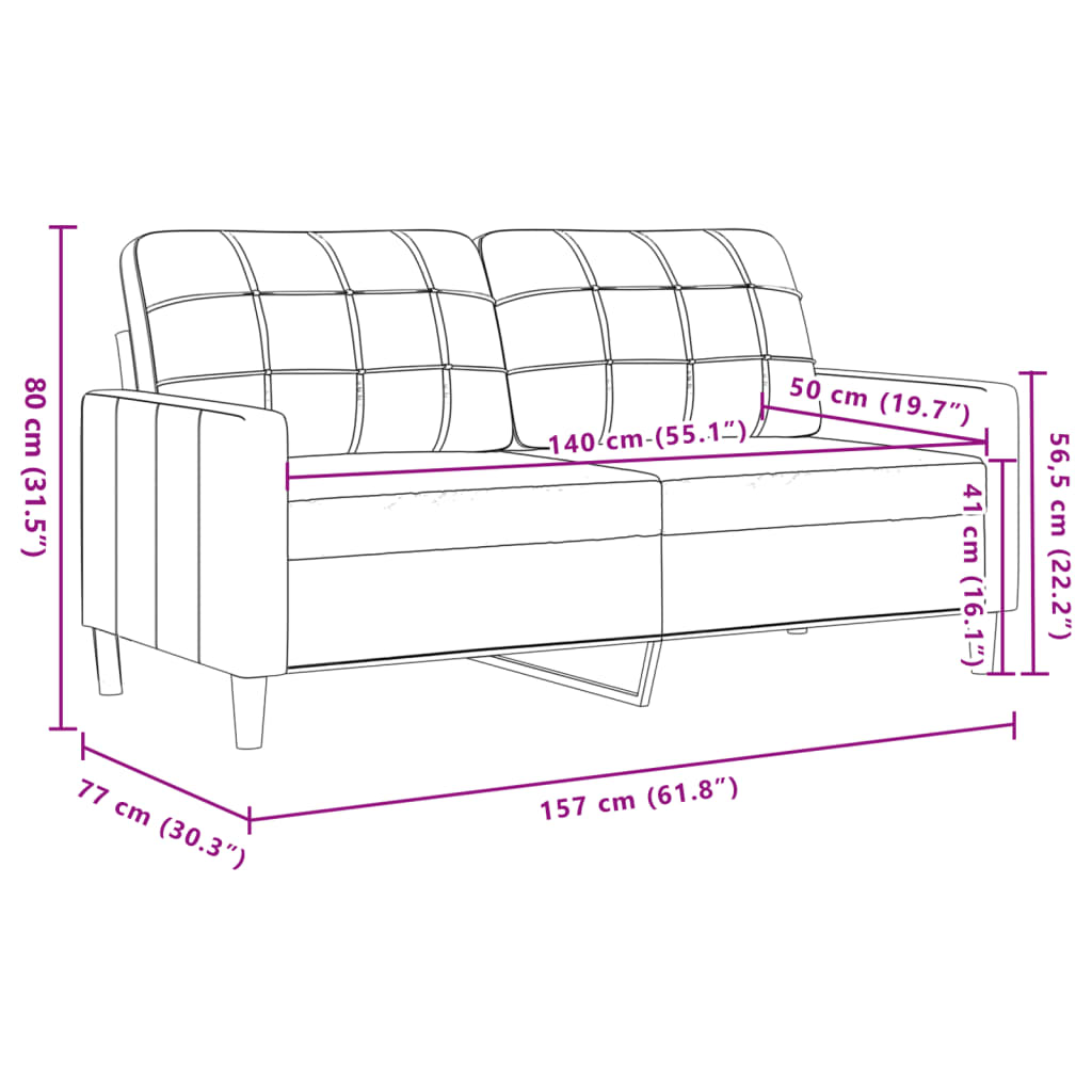 2-sitssoffa ljusgrå 140 cm sammet