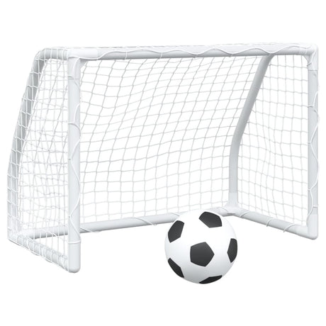 Barnfotbollsmål 2 st med boll vit 64x35x48 cm metall