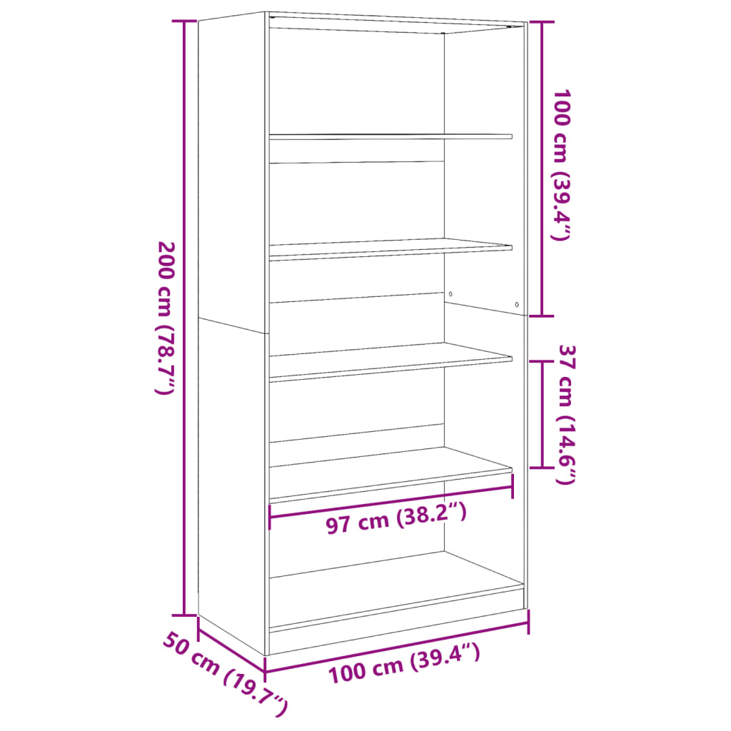 Garderob sonoma-ek 100x50x200 cm konstruerat trä