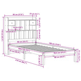 Säng med bokhylla utan madrass vit 90x190cm massiv furu