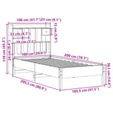 Säng med bokhylla utan madrass vit 100x200cm massiv furu