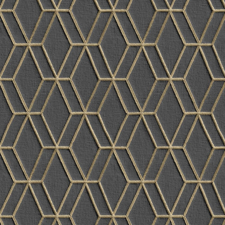 DUTCH WALLCOVERINGS Tapet hexagonal svart och guld